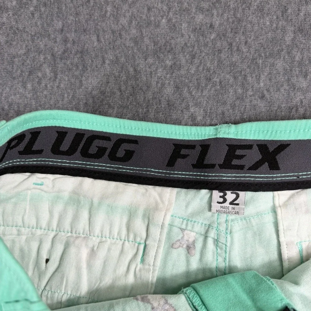 Plugg Men's Flex Waist‎ Teal Chinos Shorts Size 32  Boston Terrier Dog Summer
